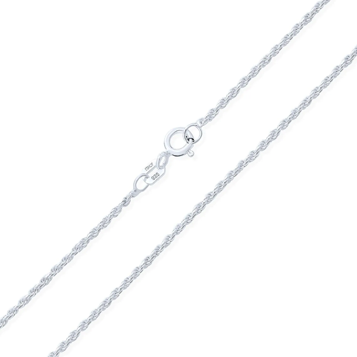 Thin 2MM Sterling Silver Rope Link Chain Necklace Nickel-Free Made in Italy