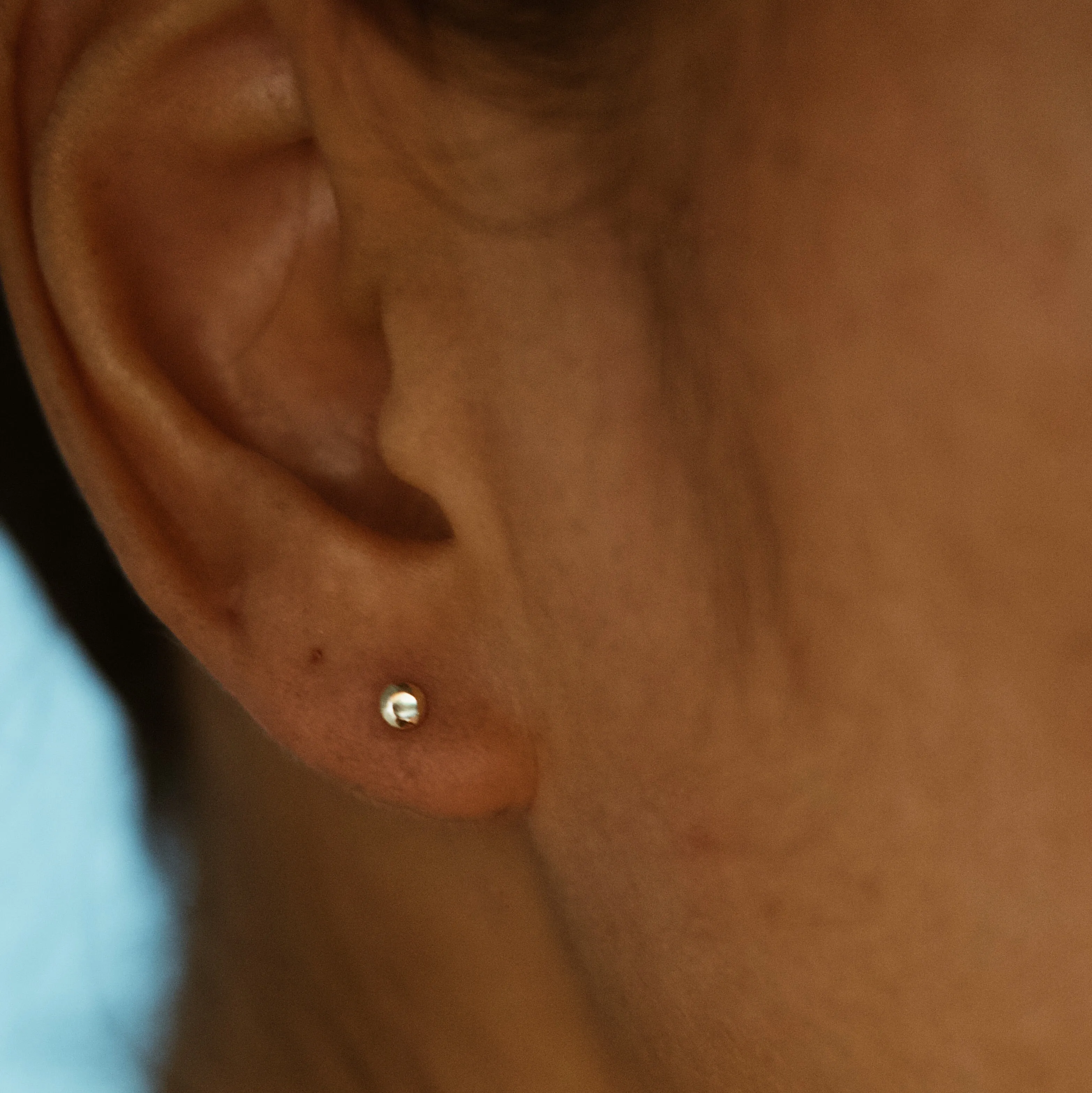 Tiny Round Gem Stud Earring - Solid 14kt