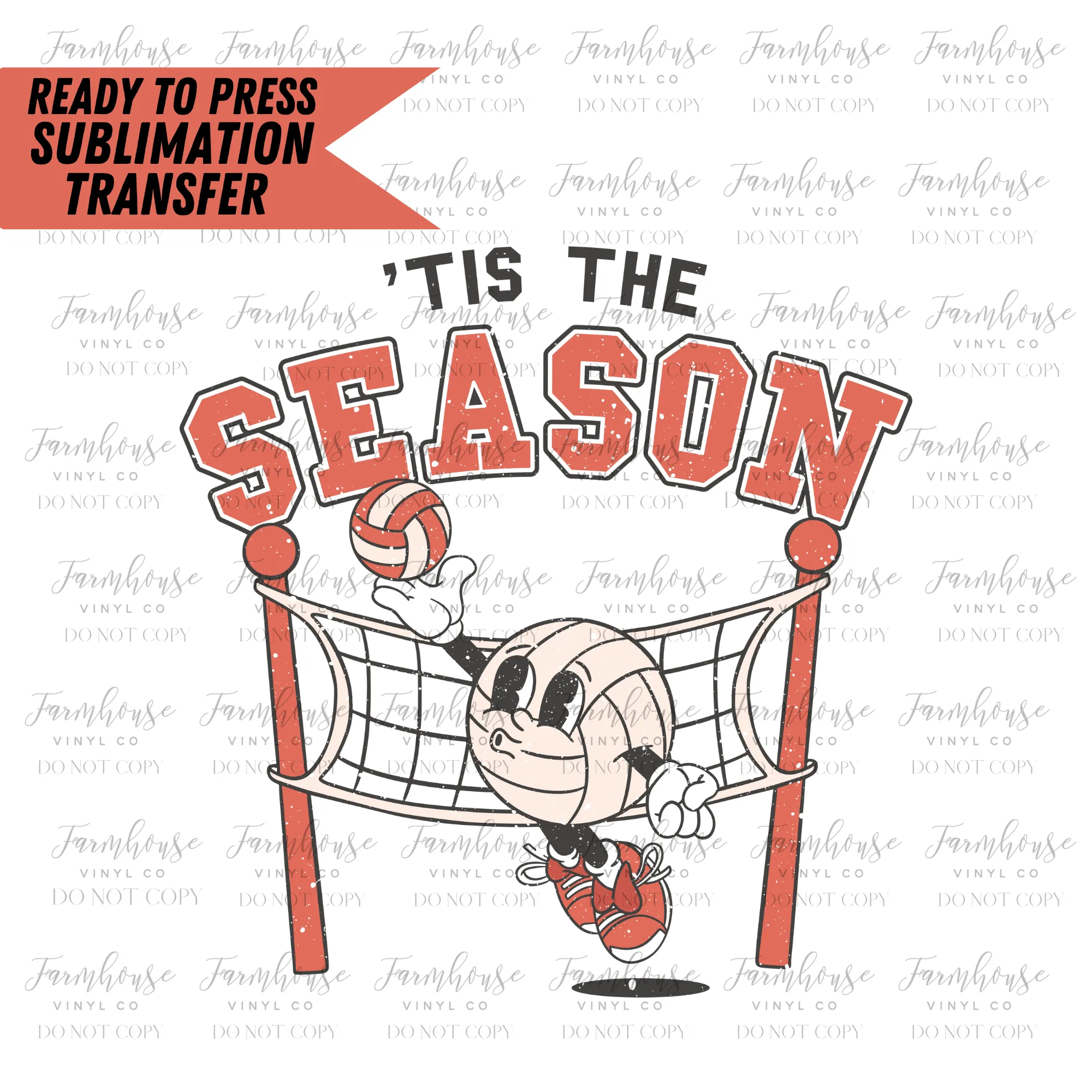 Tis The Season Volleyball Ready To Press Sublimation Transfer