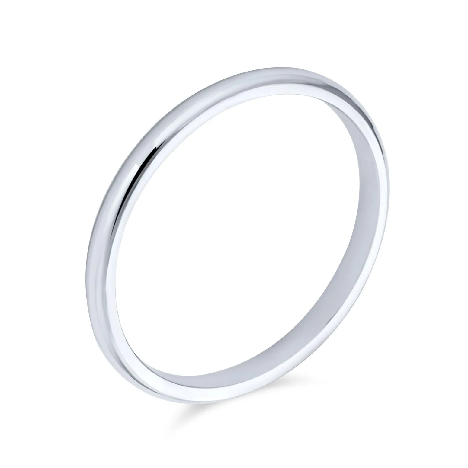 Unisex Classic Minimalist Dome Sterling Silver Ring for Couples Wedding Band