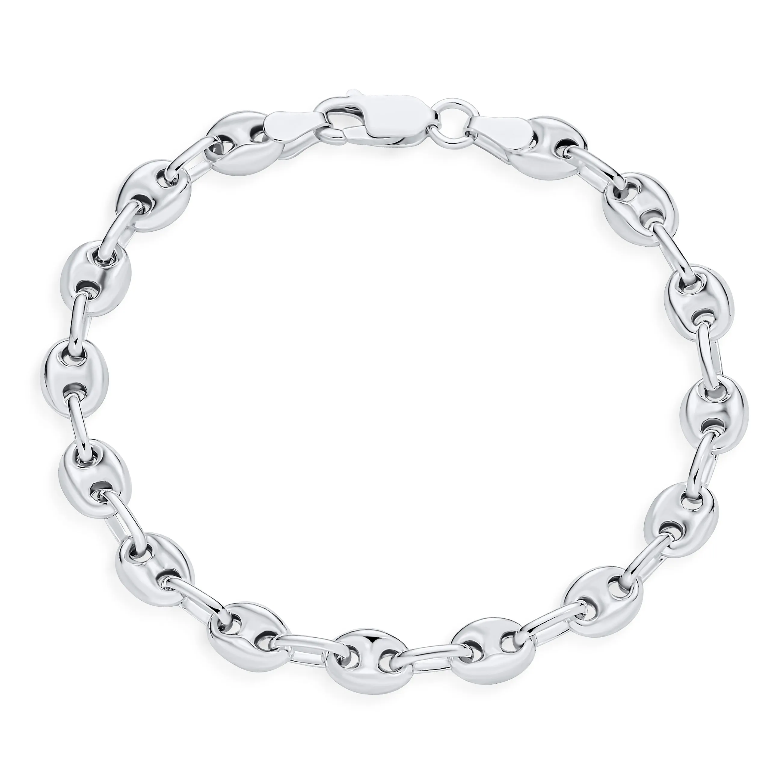 Unisex Sterling Silver Nautical Anchor Chain Link Bracelet 6MM 7-8 Inch