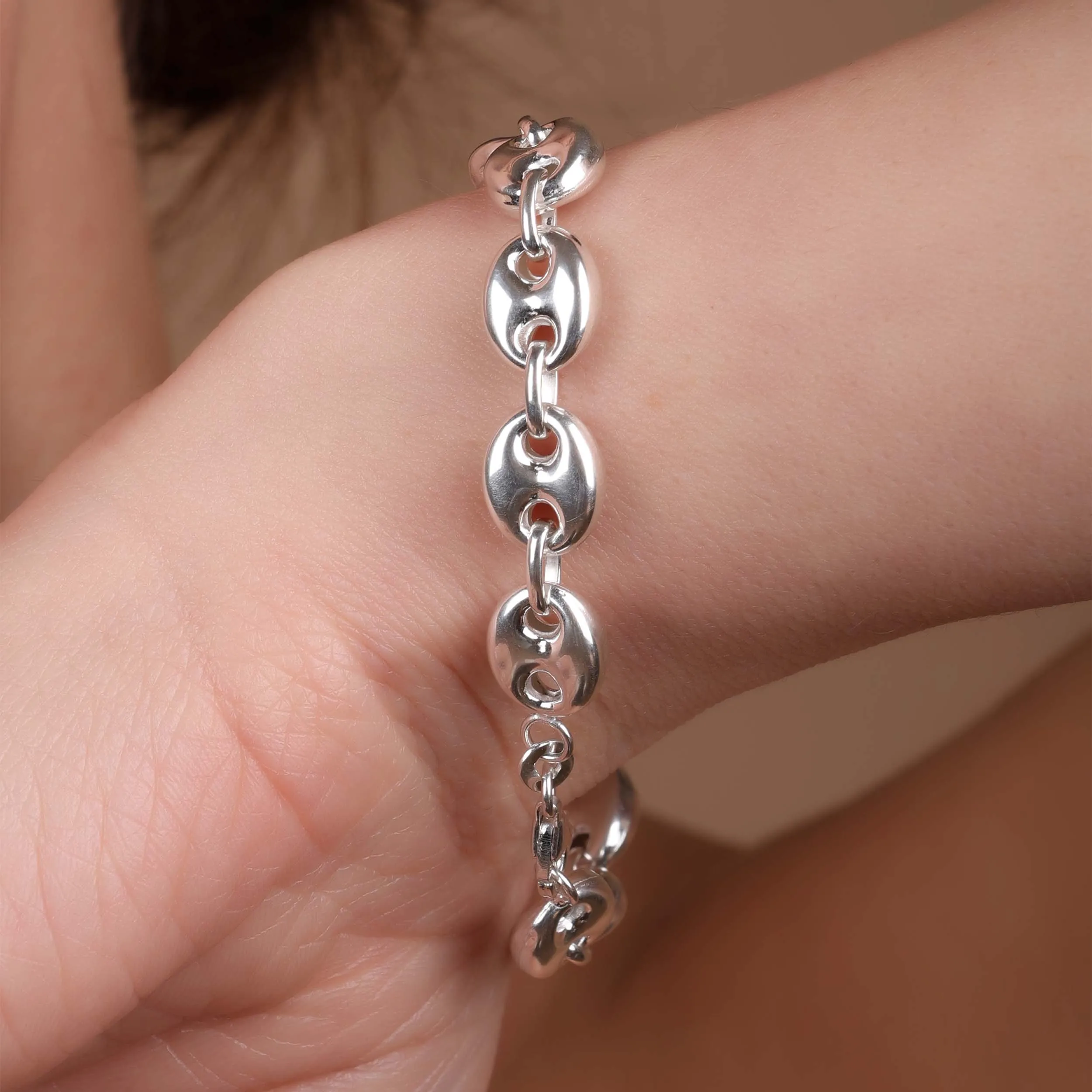 Unisex Sterling Silver Nautical Anchor Chain Link Bracelet 6MM 7-8 Inch