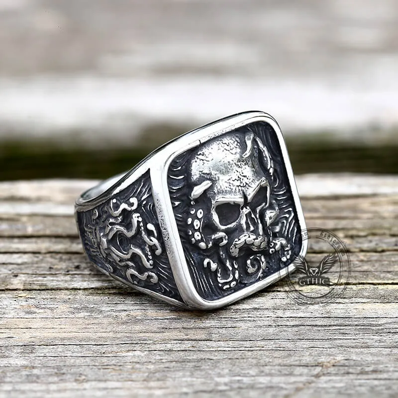 Vintage Octopus Skull Stainless Steel Ring