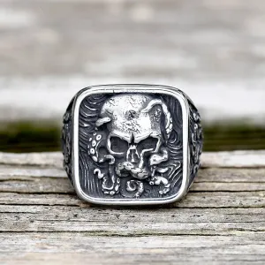 Vintage Octopus Skull Stainless Steel Ring