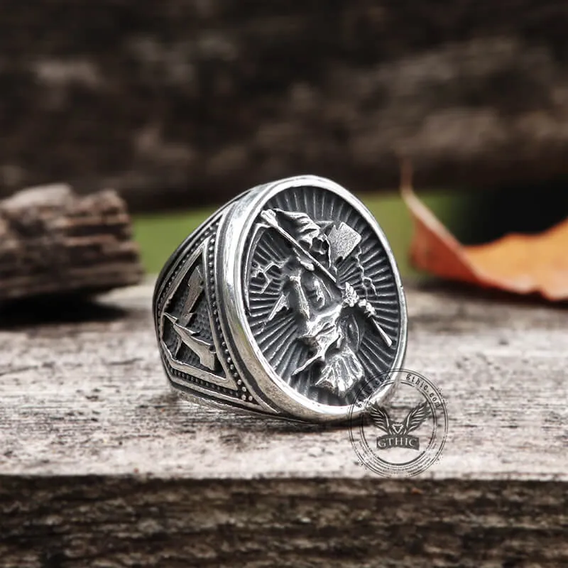 Vintage Reaper Scythe Stainless Steel Skull Ring