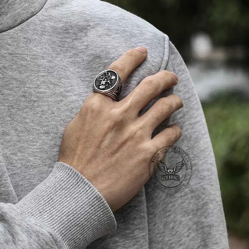 Vintage Reaper Scythe Stainless Steel Skull Ring