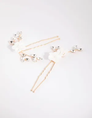 White Flower Hair Pin Pack