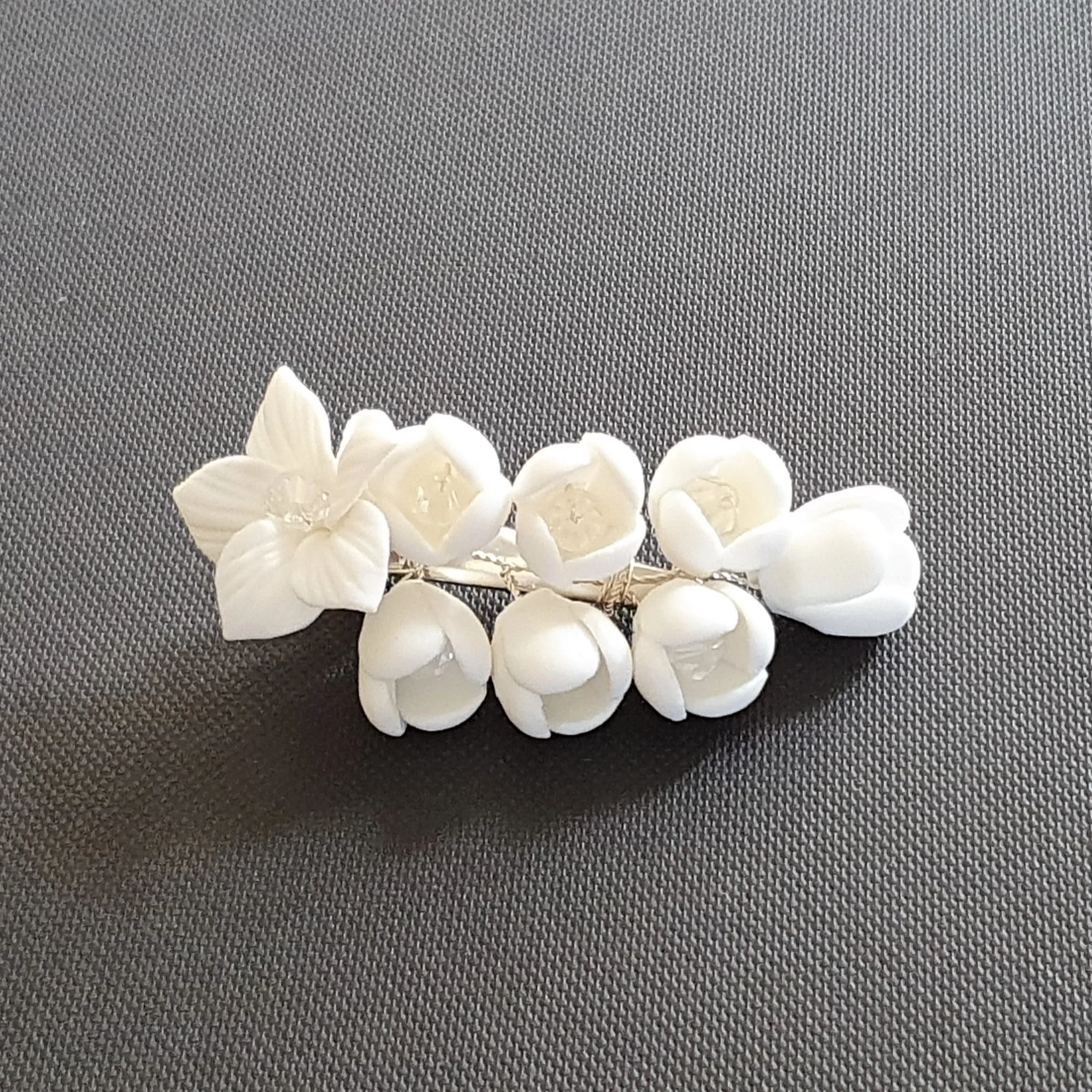 White Flower Wedding Hair Clip for Flower Girls-Lilac