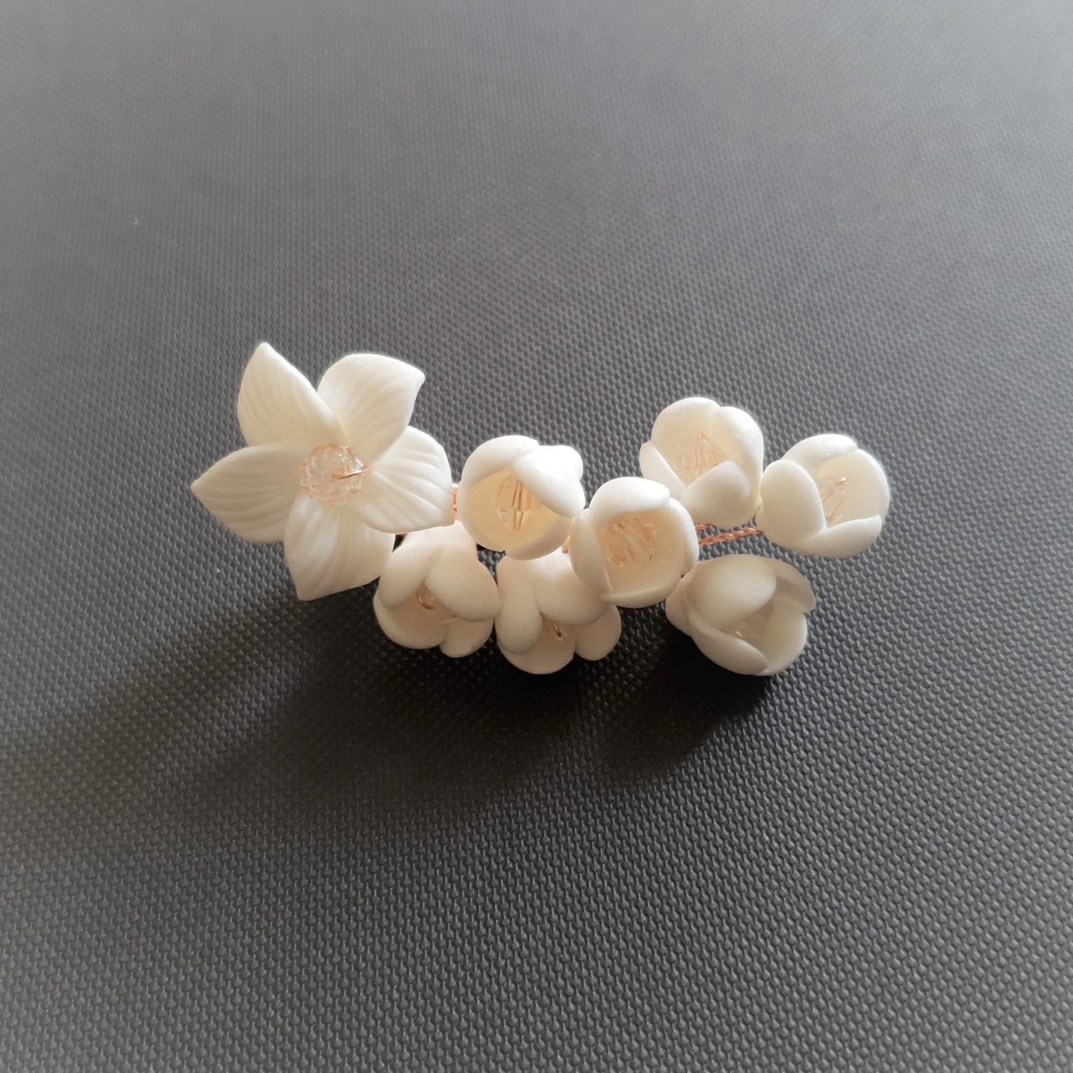 White Flower Wedding Hair Clip for Flower Girls-Lilac