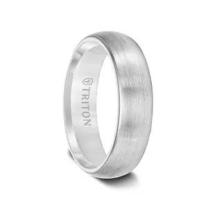 WHITMAN Domed White Tungsten Wedding Band with Brushed Finish  - 6mm