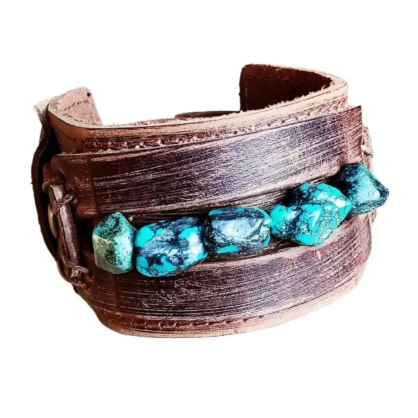 Wide Cuff With African Turquoise Chunks