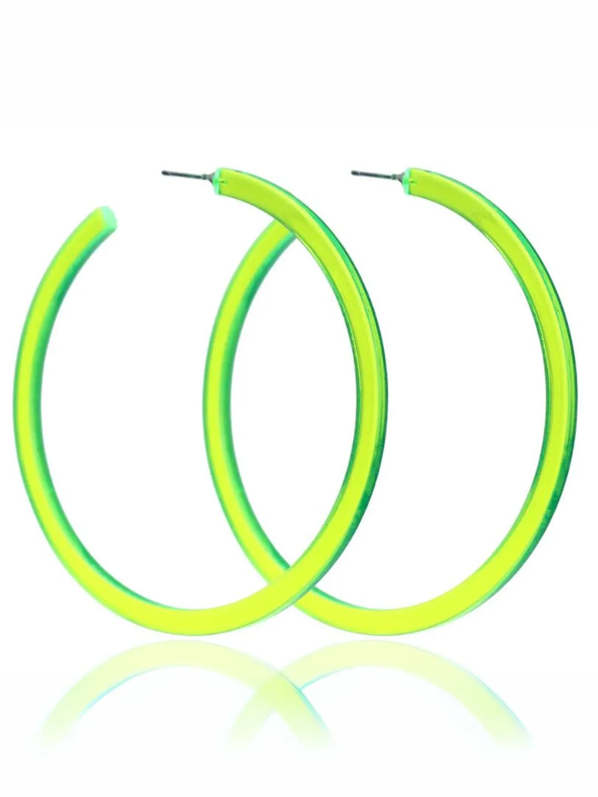 Women Fluorescent Green Neon Hoop Earrings