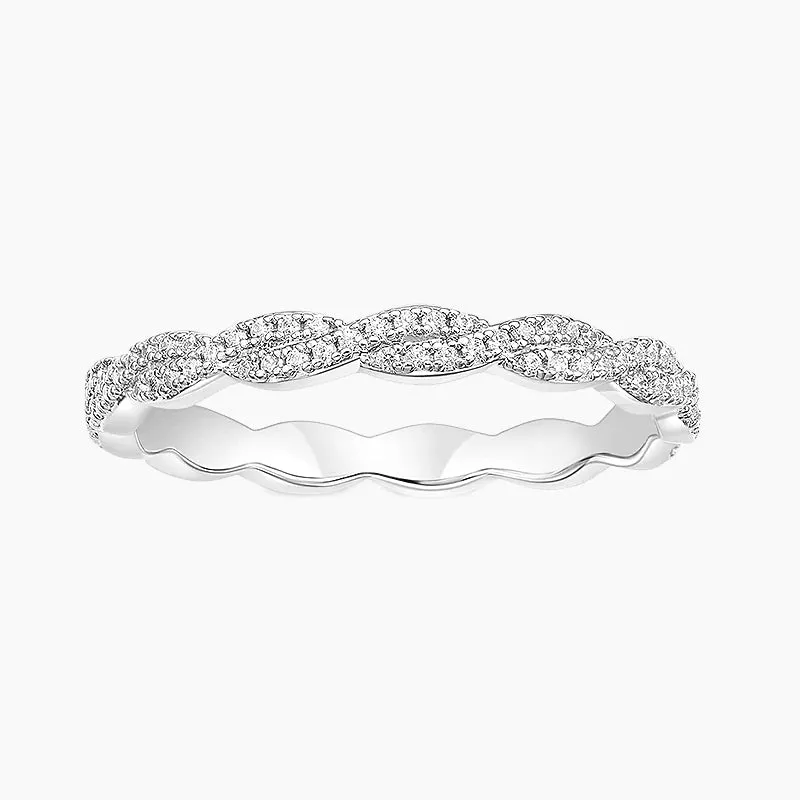 Woven Twisted Ribbon Pavé Eternity Wedding Ring