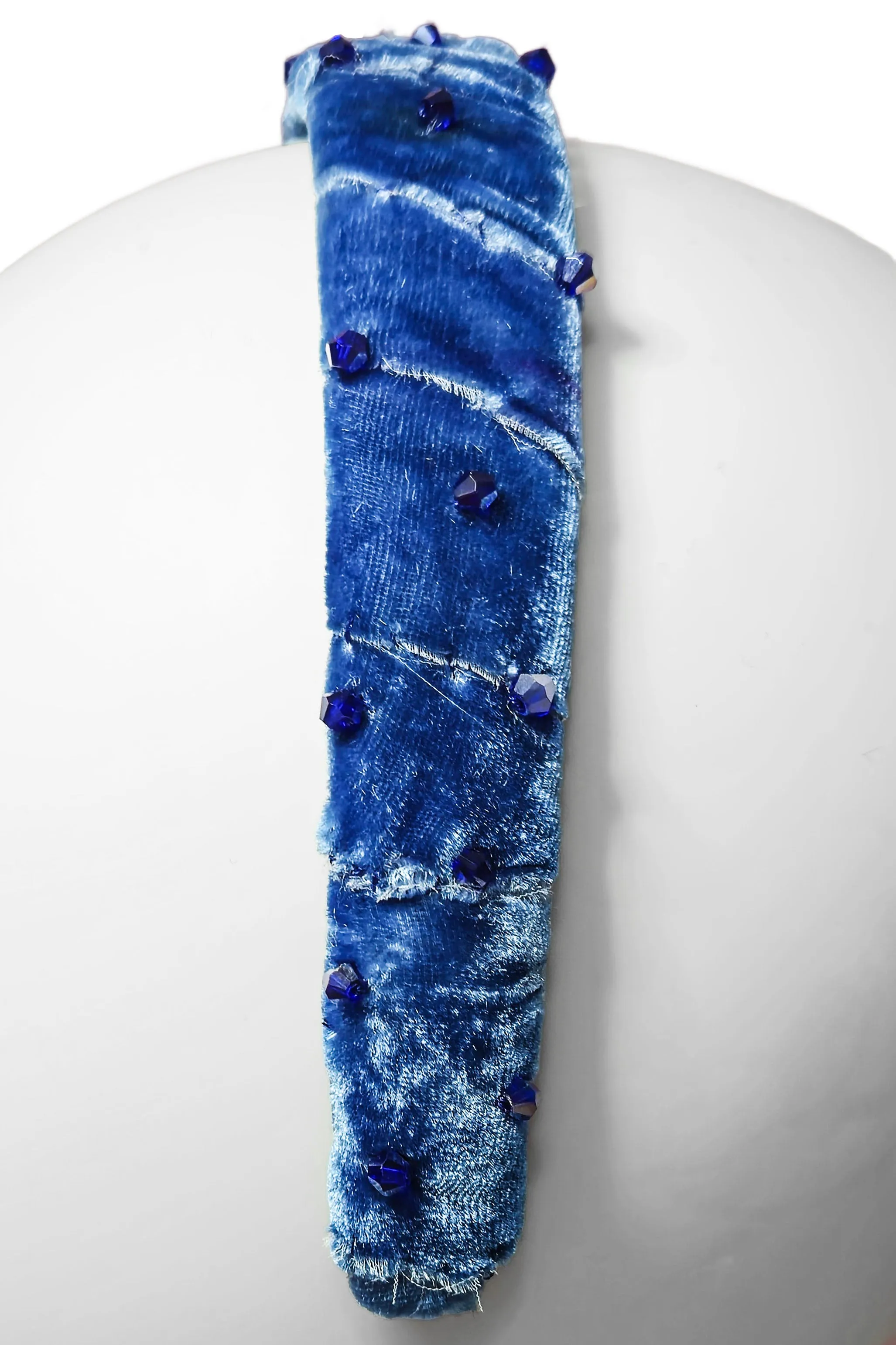 Wrapped Velvet Flat Headband - Blue