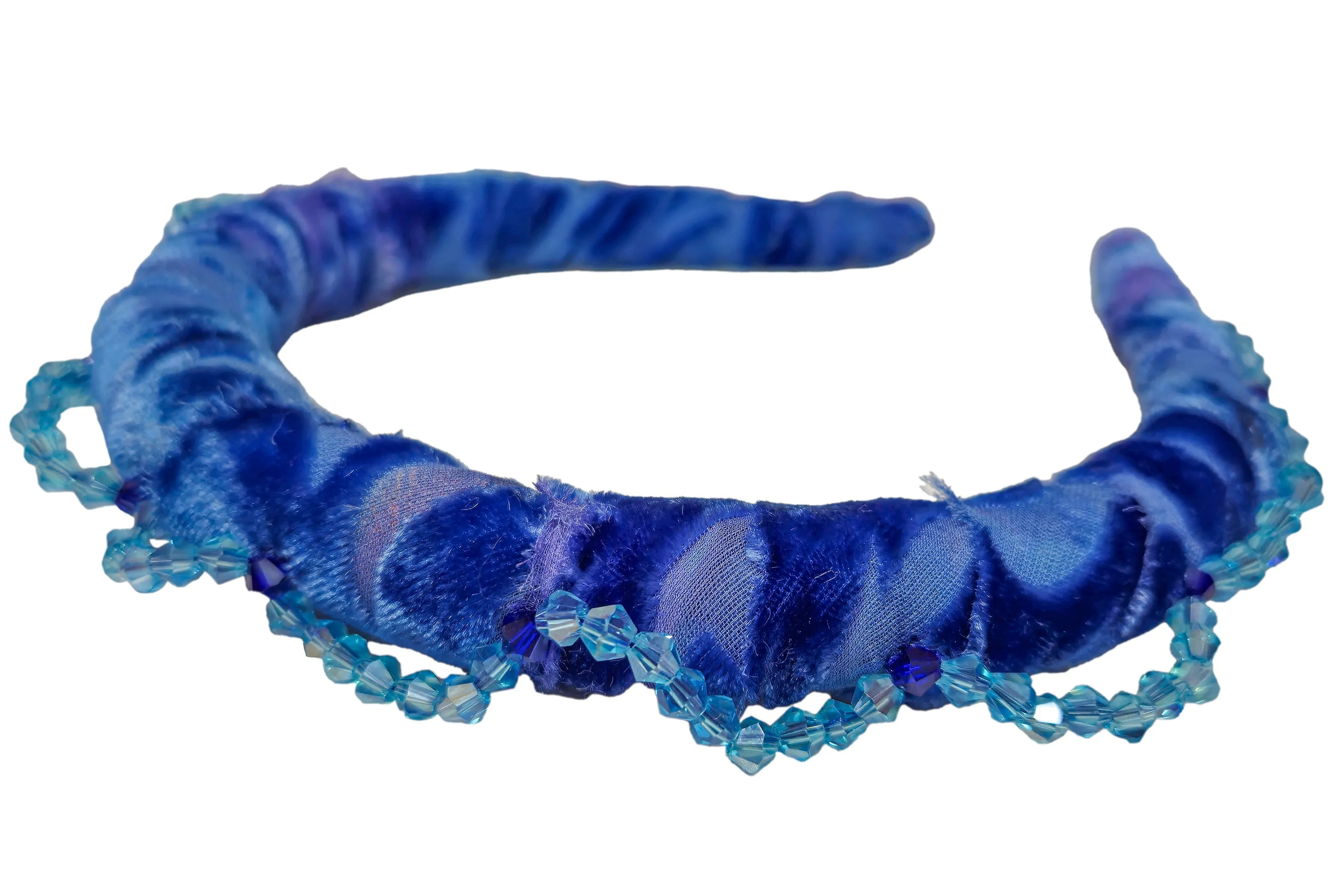 Wrapped Velvet Headband - Blue & Aqua