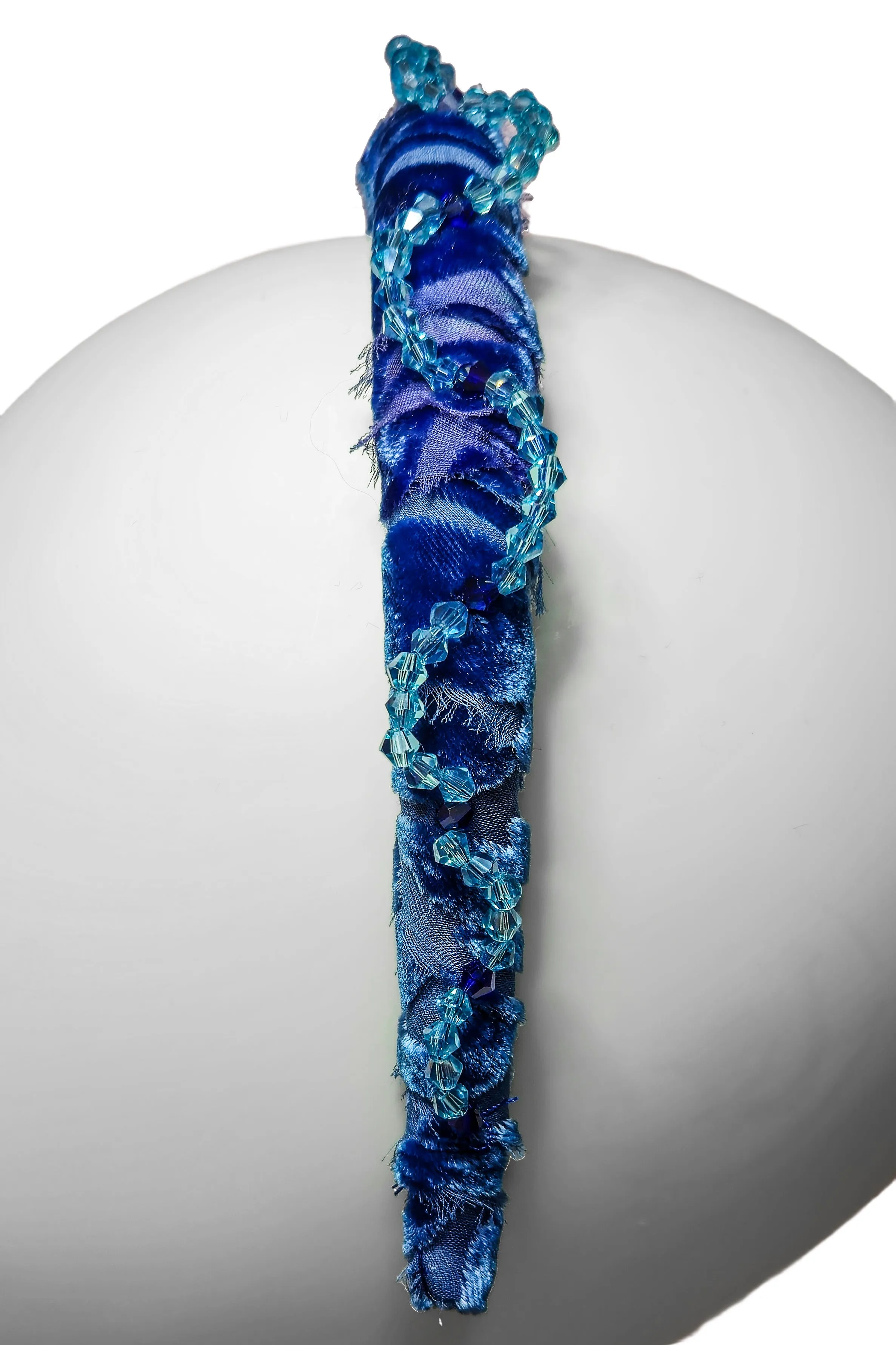 Wrapped Velvet Headband - Blue & Aqua