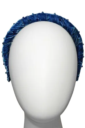 Wrapped Velvet Headband - Blue