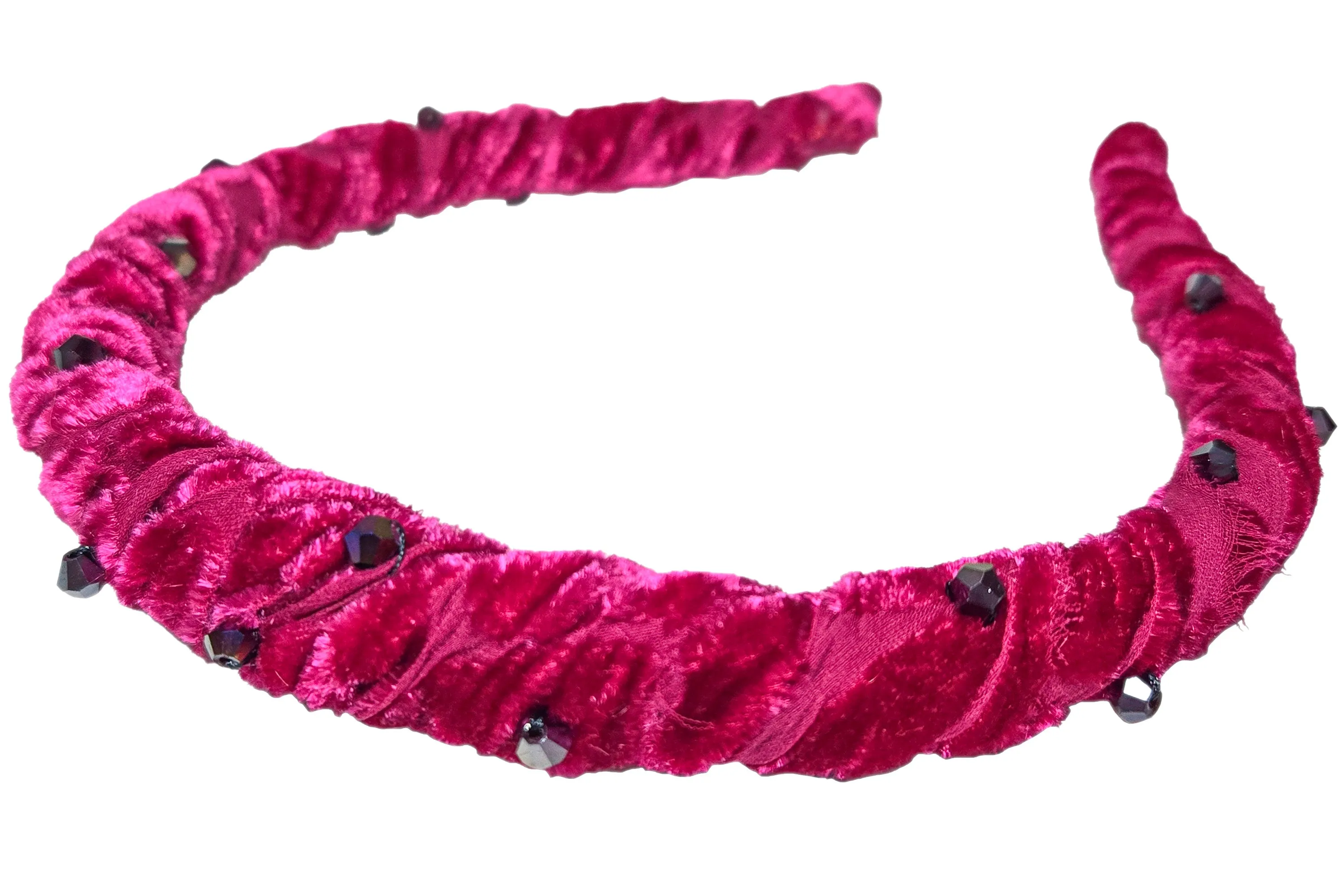 Wrapped Velvet Headband - Magenta & Black