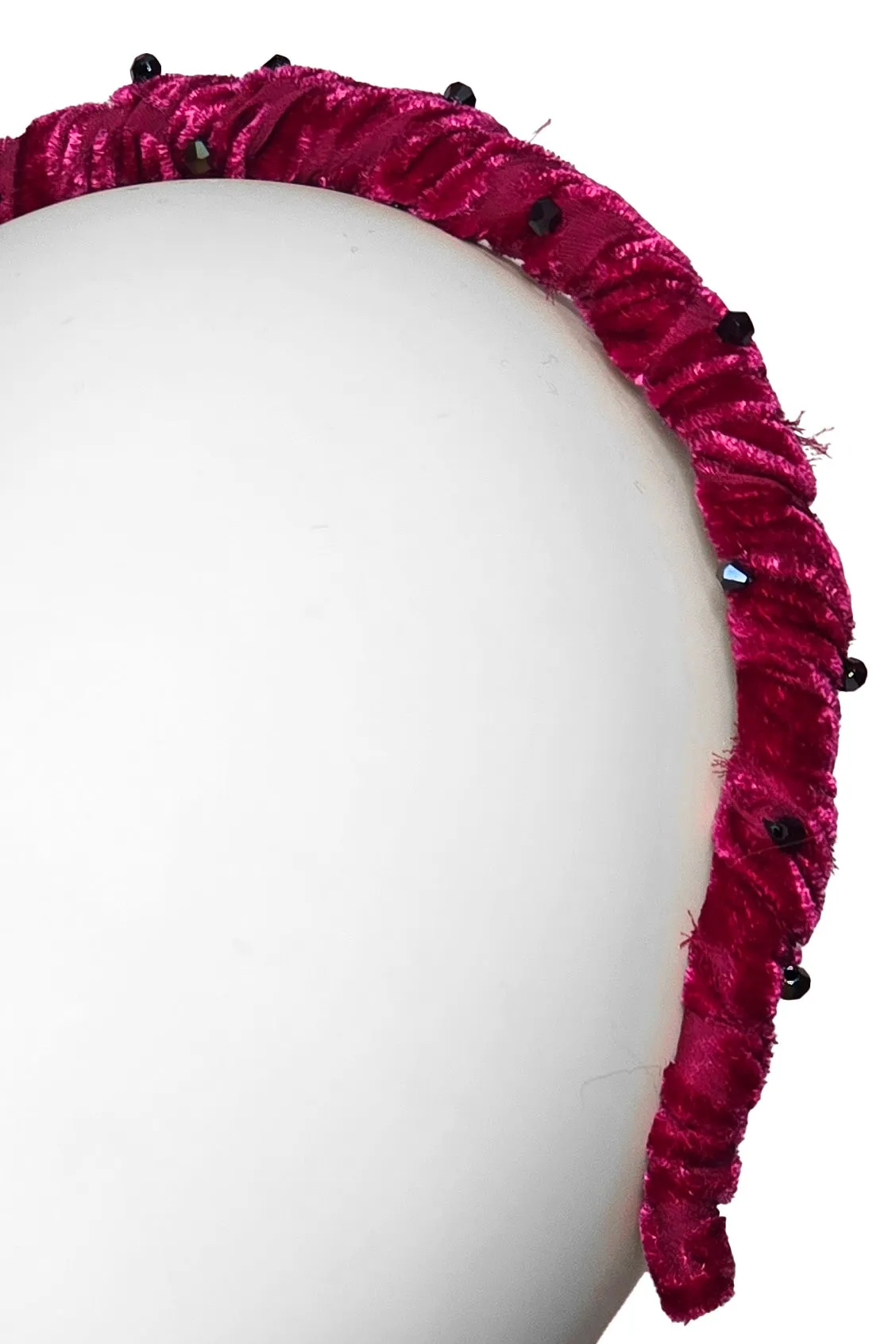 Wrapped Velvet Headband - Magenta & Black