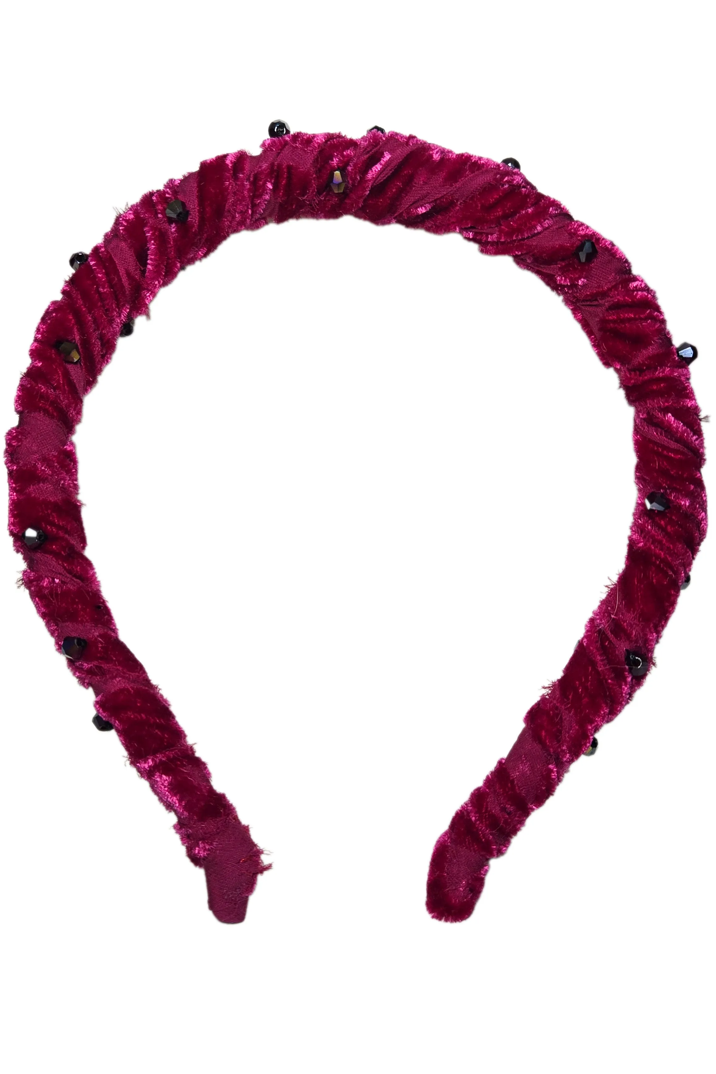 Wrapped Velvet Headband - Magenta & Black