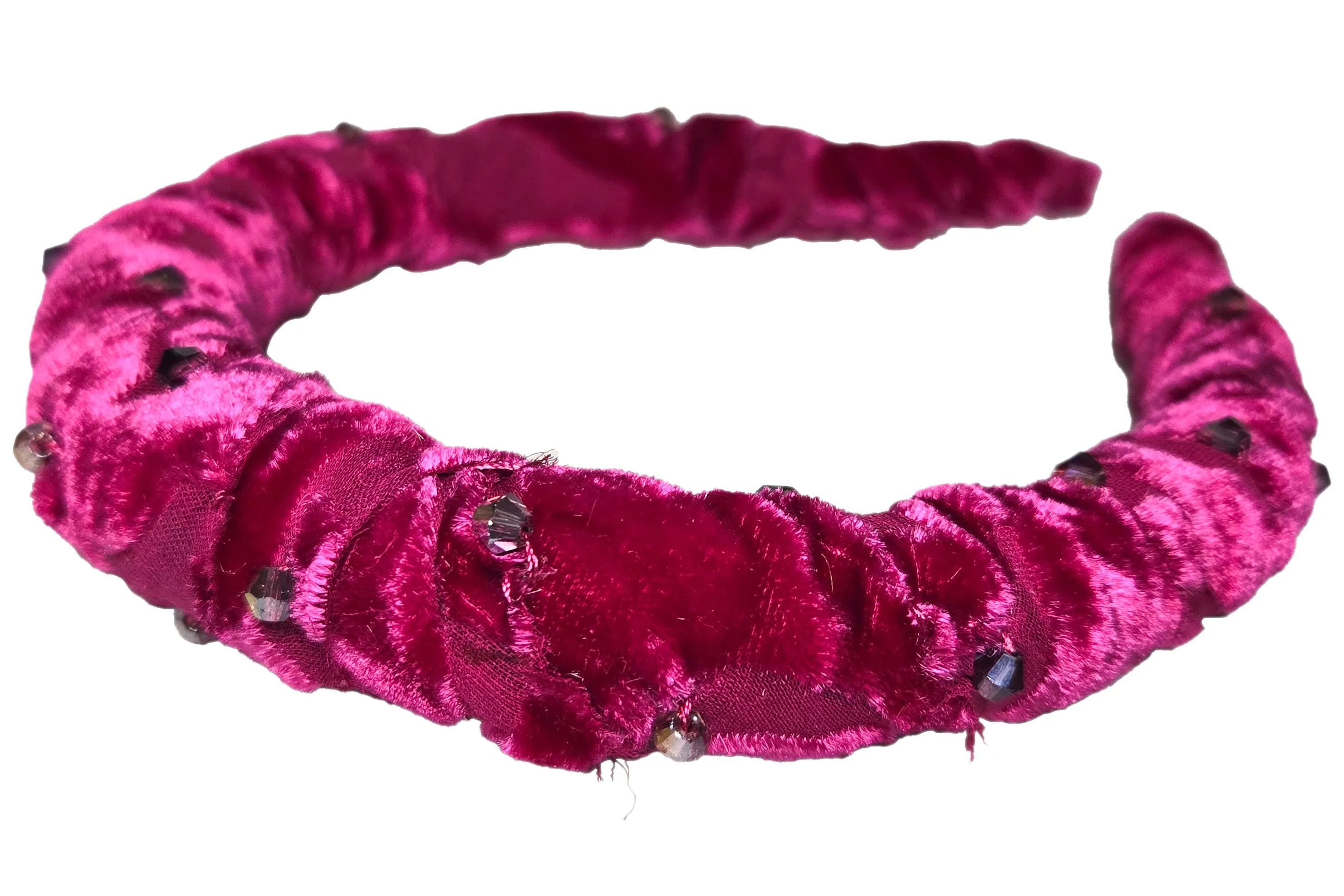 Wrapped Velvet Headband - Magenta